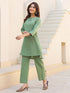 Green Cotton Solid A-line Co-ords Set